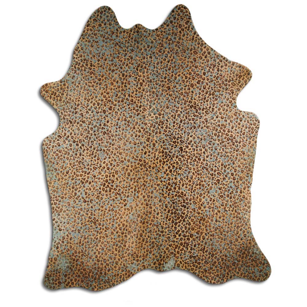 Leopard On Beige With Blue Metallic 3 - 5 M Grade A