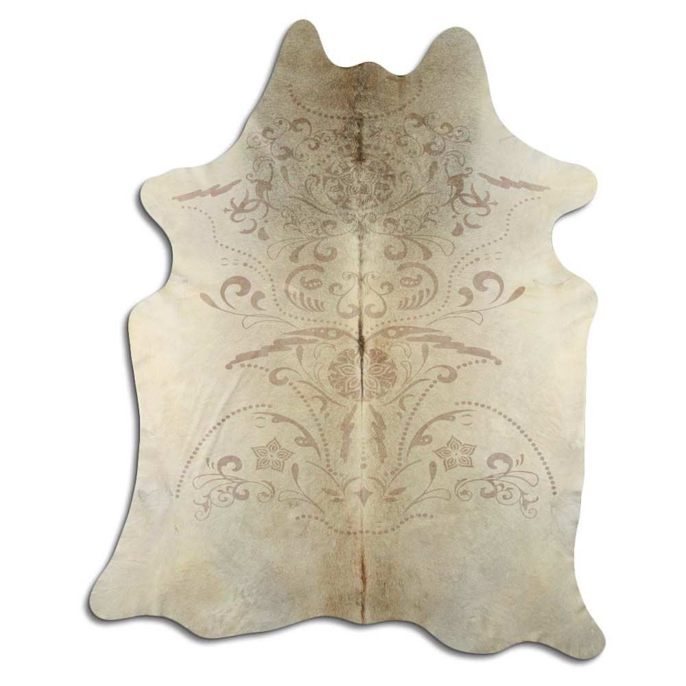 Baroque Grey on Light Grey Cowhide Large Size