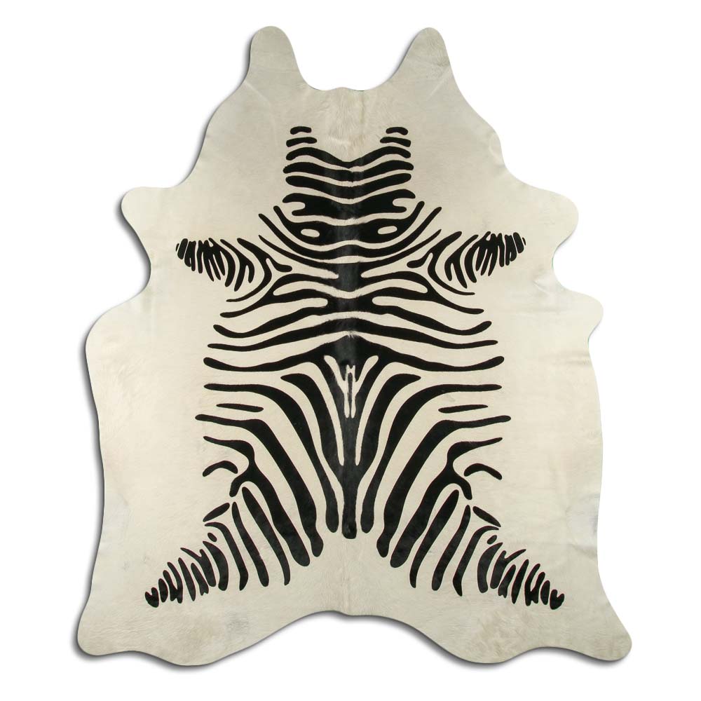 Zebra on White Cowhide Large Size Zebra on White Cowhide Large Size
