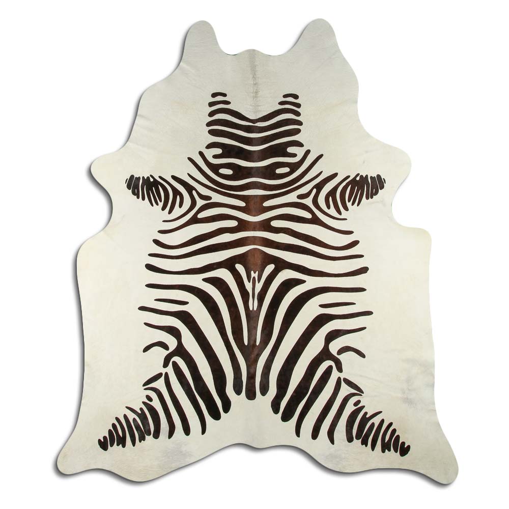 Zebra on White Cowhide Large Size Zebra on White Cowhide Large Size