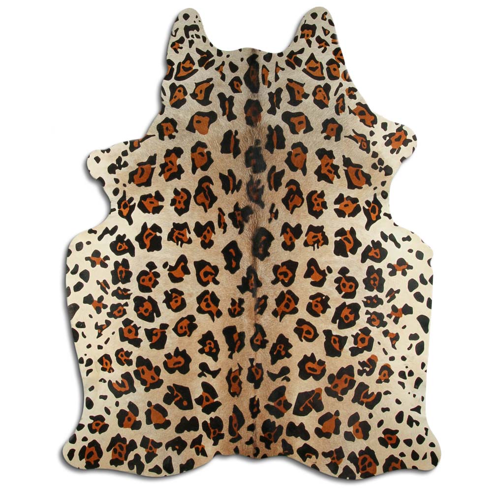 Wild Cat on Beige Cowhide Large Size Wild Cat on Beige Cowhide Large Size