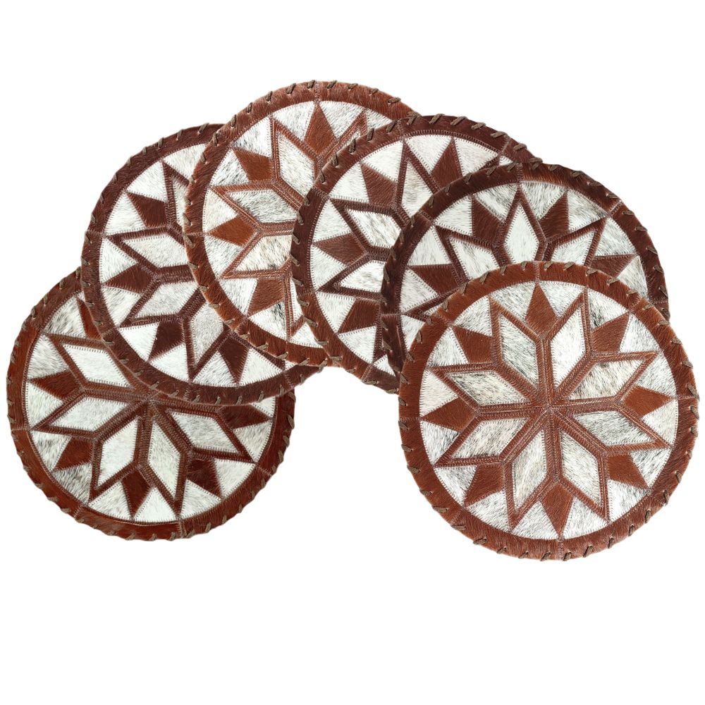 Placemat Round Multi Star, Laced Border, 16"