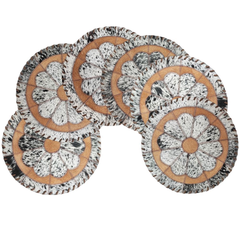 Placemat Round Flower, Laced Border, 16"