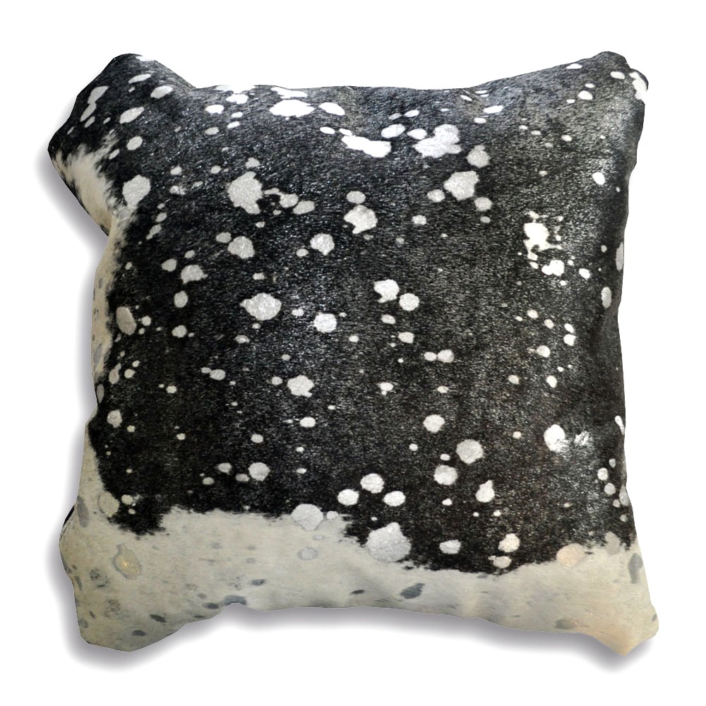 Cushion Silver On Black And White Size 16"x16" 
