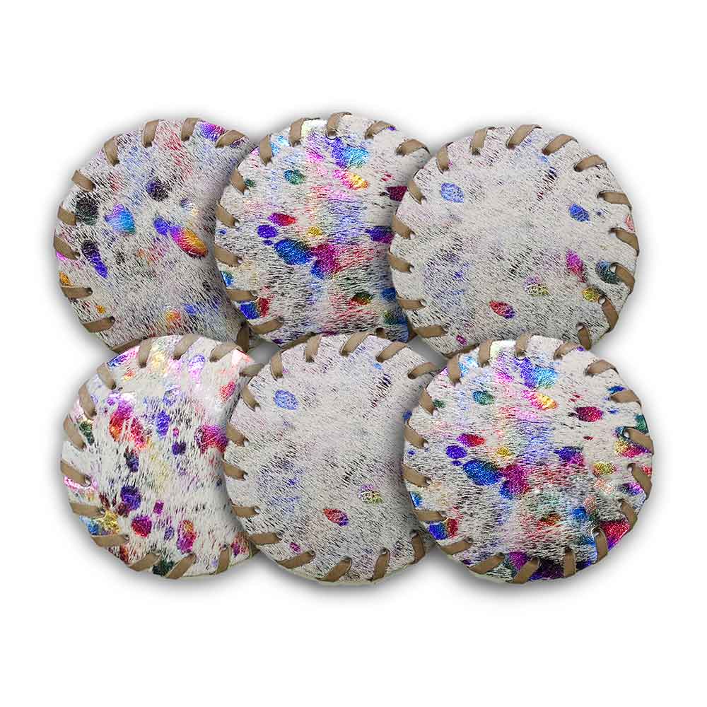 Coaster Rainbow Splashed on Assorted Colors, Laced Border