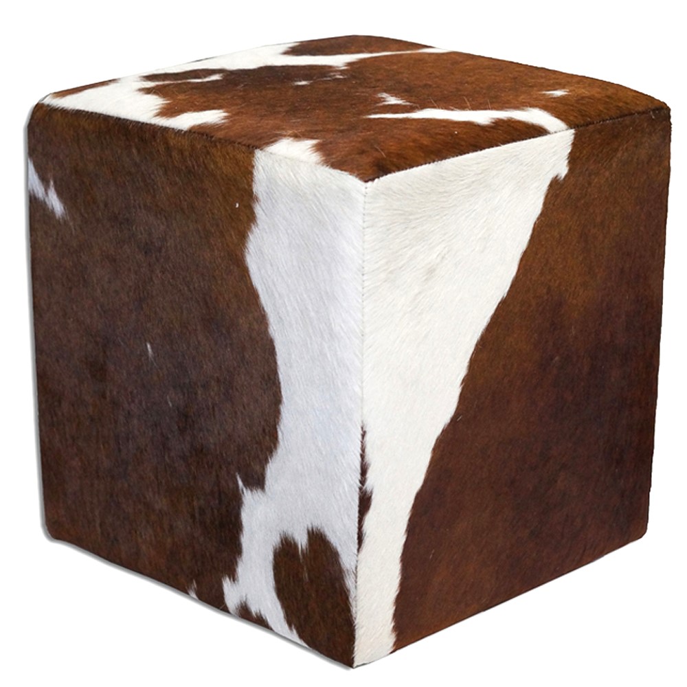 Ottoman Cube Brown and White Size 40x40x40cm