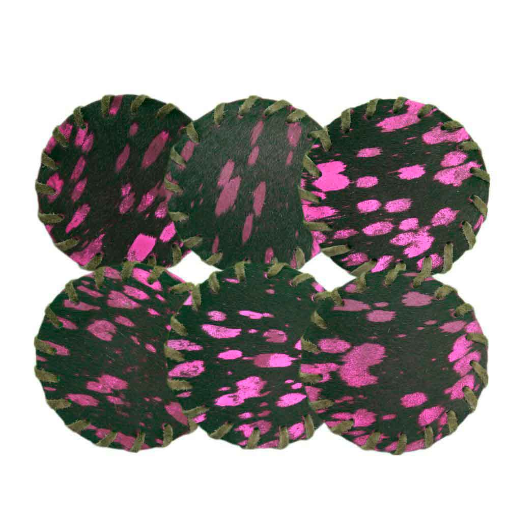 Coaster Dyed Pink on Black, Laced Border