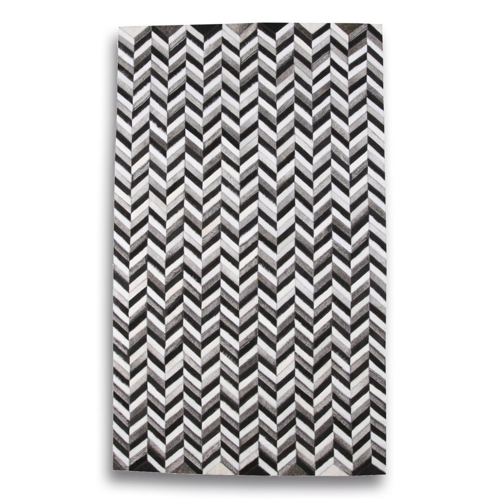 Tamanho 2,00x3,00 M Tapete Chevron Cinza - Branco - Preto