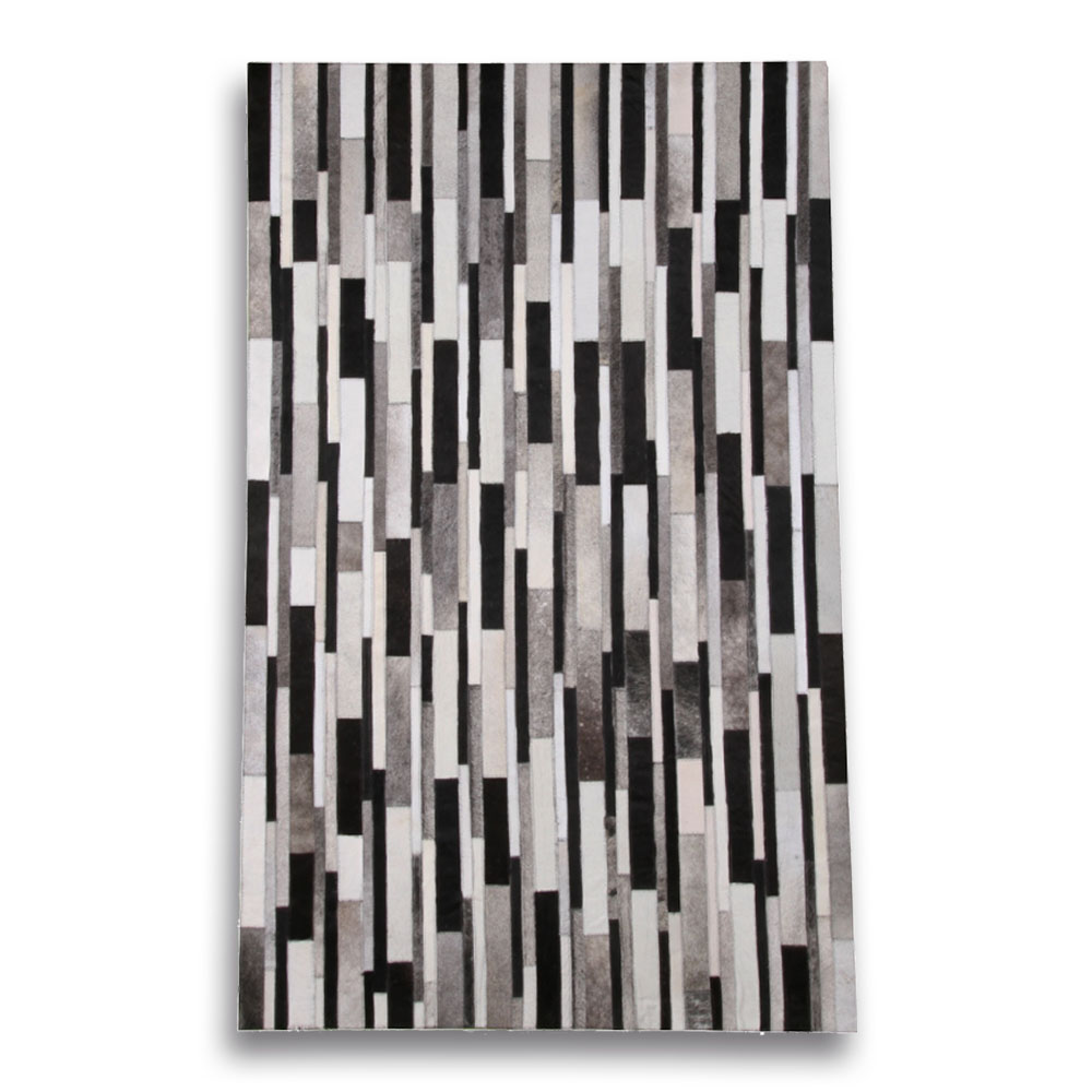 Size 1,20x1,80 M Stripes Rug Grey - White - Black