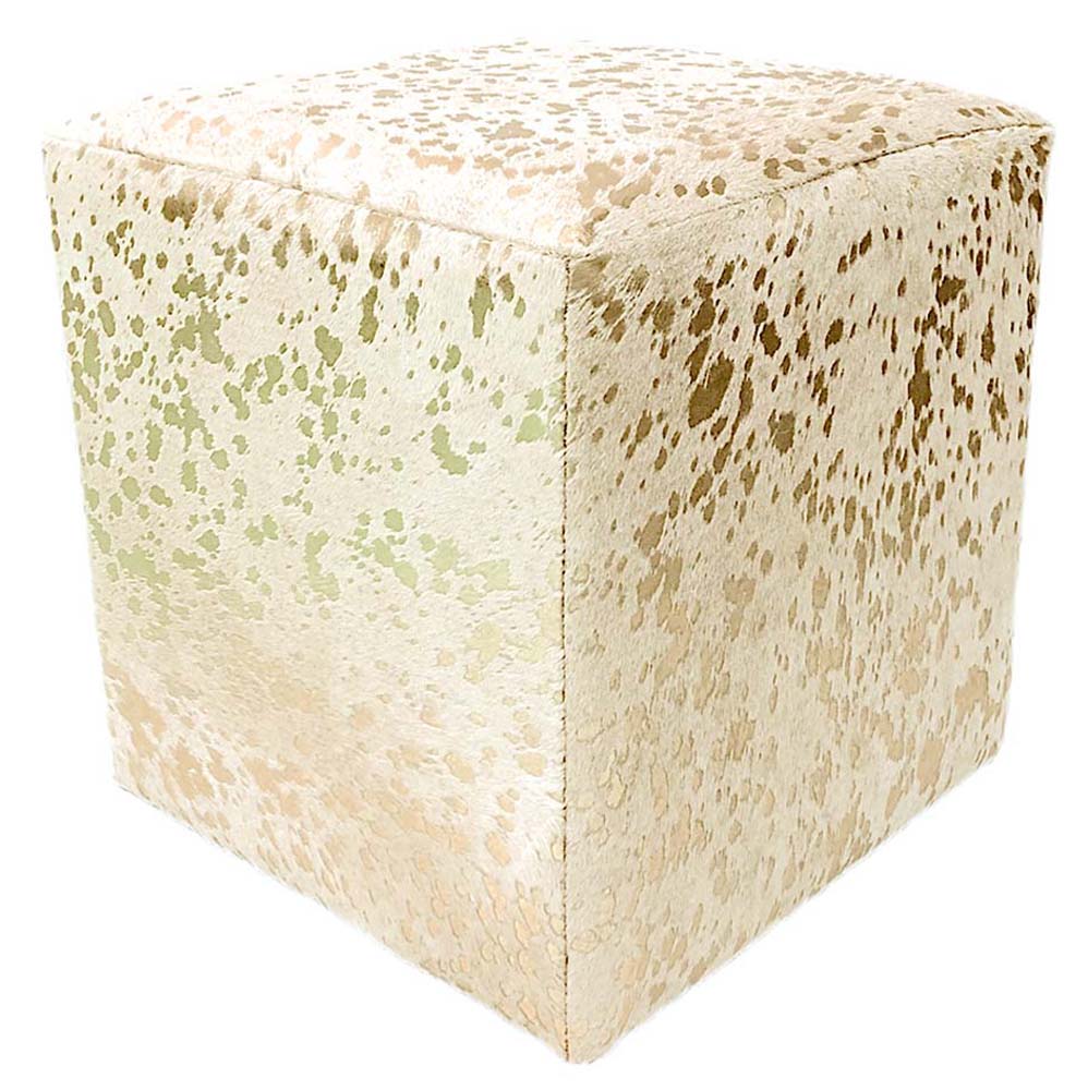 Ottoman Square, Gold Splashed on White Ottoman Square, Gold Splashed on White