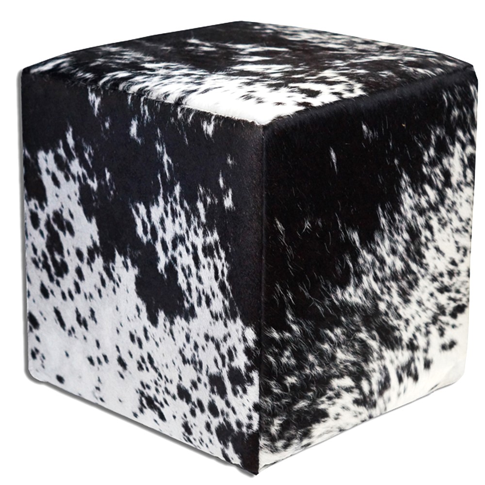 Ottoman Cube Salt And Pepper Black Size 40x40x40cm