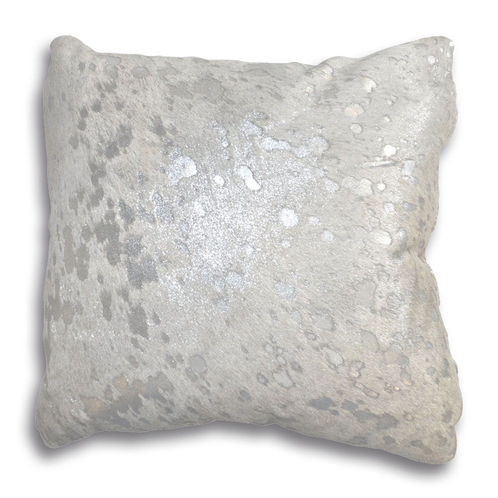 Cushion Silver On White Size 16"X16" Suede Fabric Backing