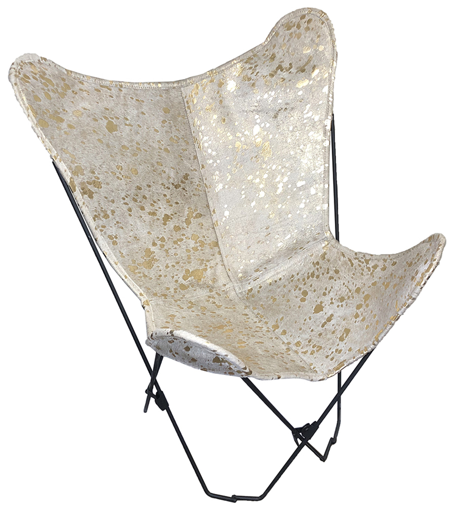 Butterfly Chair, Gold Splashed on White Butterfly Chair, Gold Splashed on White