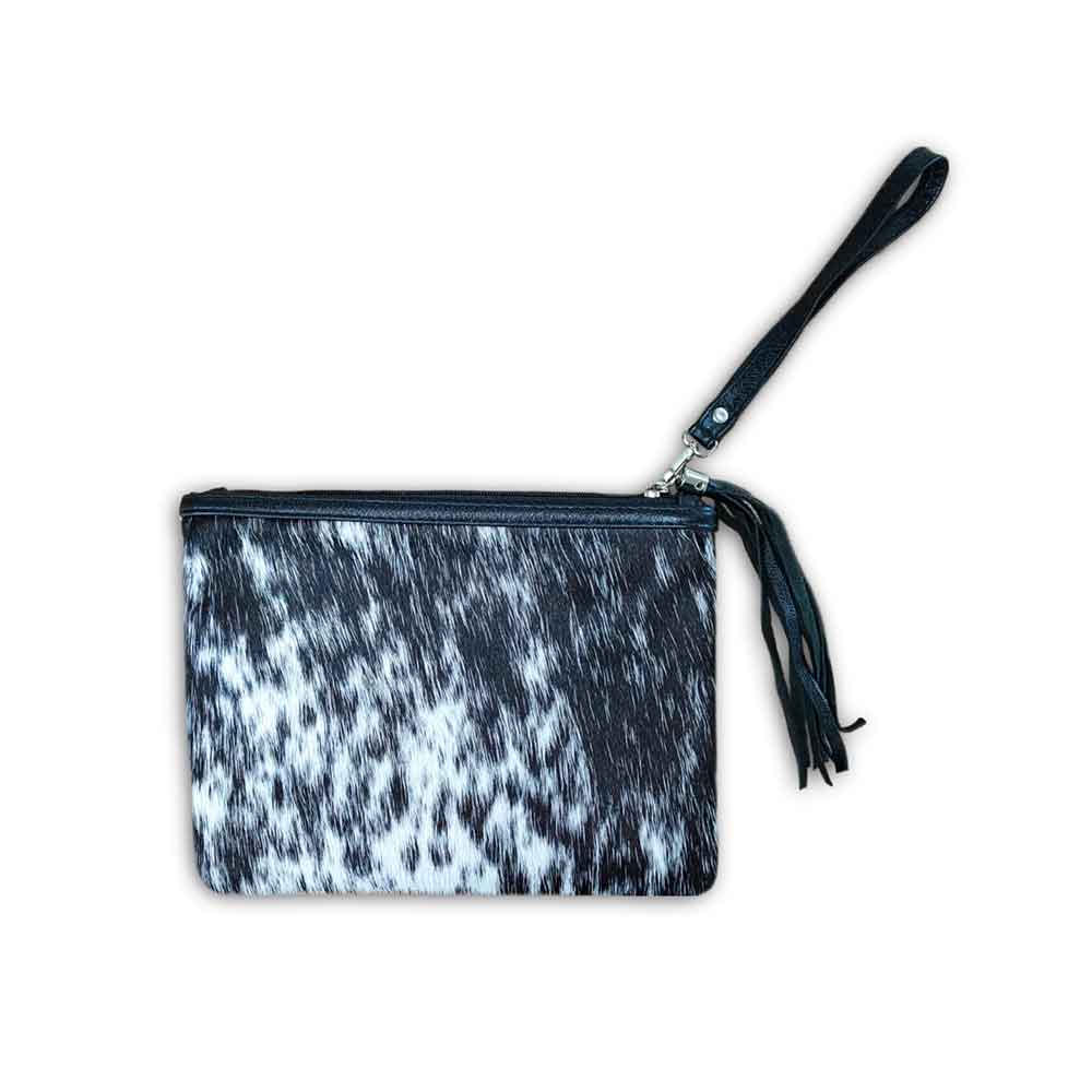 Clutch, Salt & Pepper Black and White Cowhide