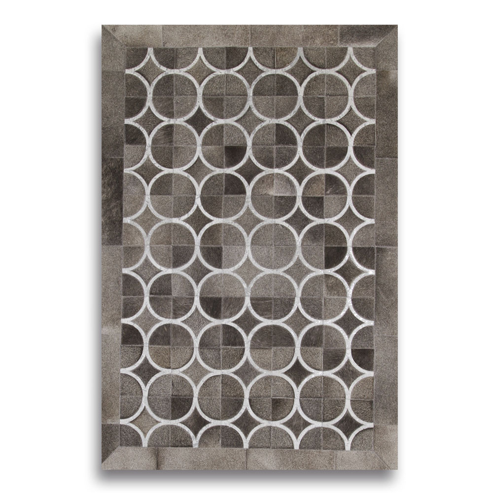 Grosse 2,003,00M Patchwork Teppich, Arcade Grau Mit Weiss-Silber Streifen