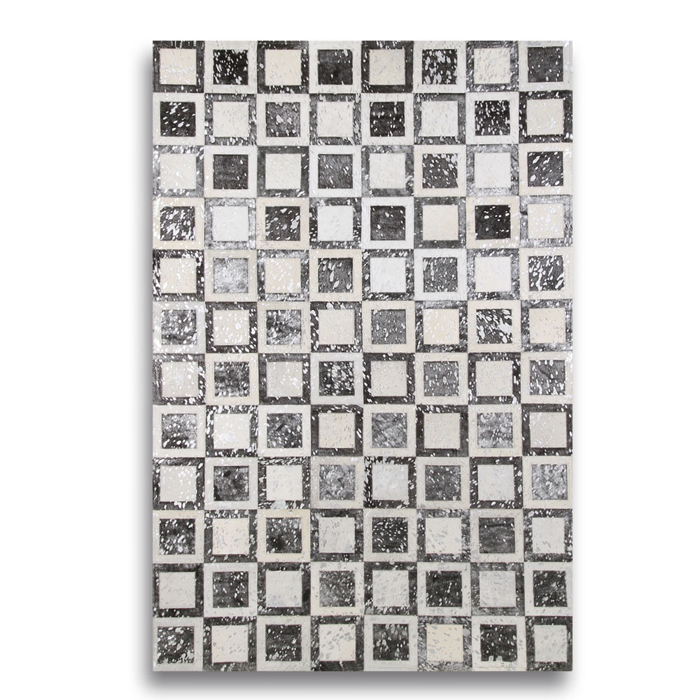 Grosse 1,20x1,80M Patchwork Teppich, Retrato Acid Washed Silber Auf Schwarz - Acid Washed Silber Auf Weiss