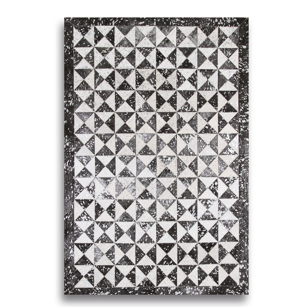 Grosse 1,20x1,80 M Patchwork Teppich, Expresso Acid Washed Silber Auf Schwarz - Acid Washed Silber Auf Weiss Mit Bordure
