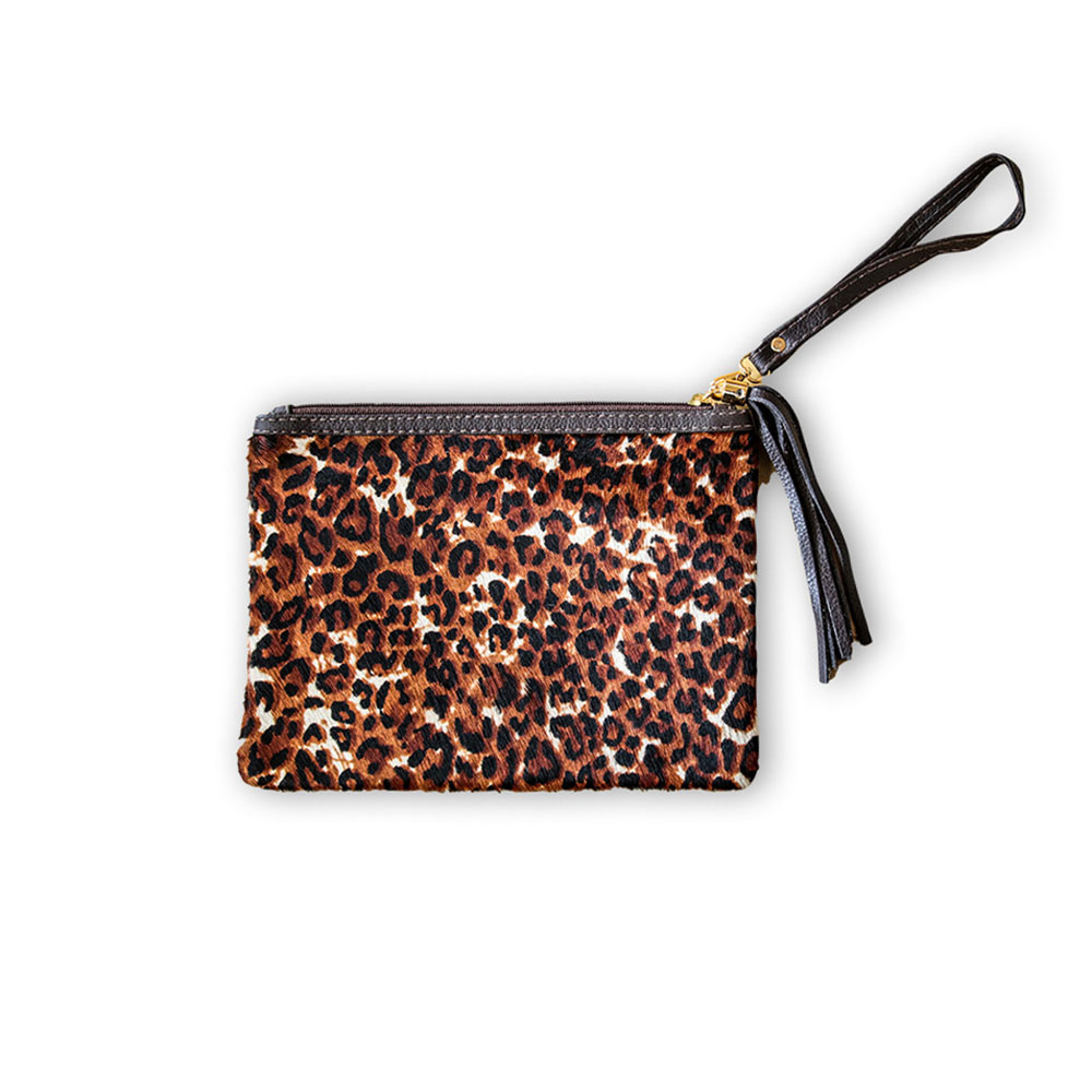 Clutch Wild Leopard, Made of Printed Hair on Cowhide