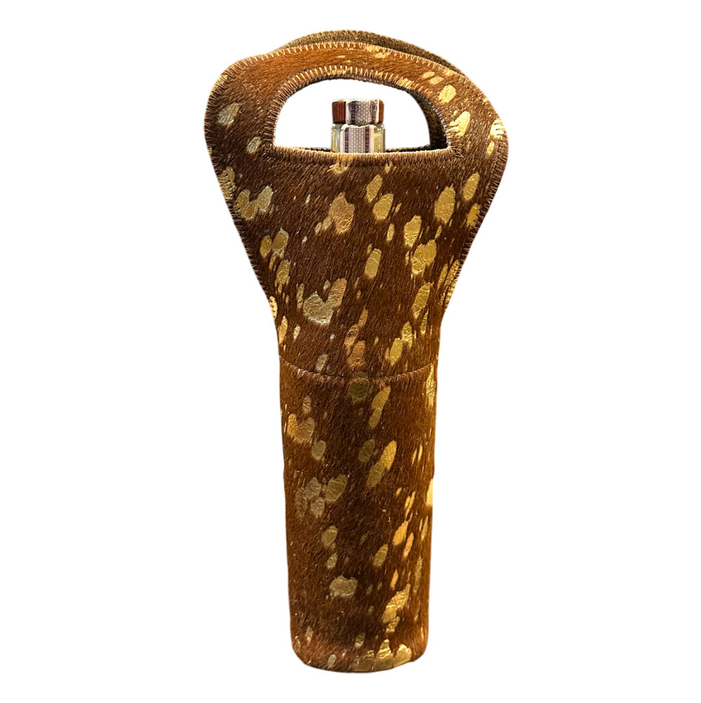 Wine Bottle Bag, Acid Washed Cowhide
