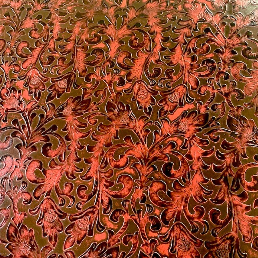 Floral Red Embossed Sides Floral Red Embossed Sides