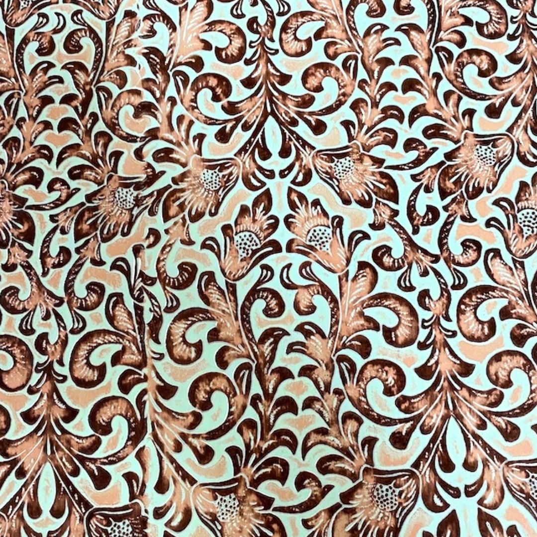Floral Turquoise Embossed Sides Floral Turquoise Embossed Sides