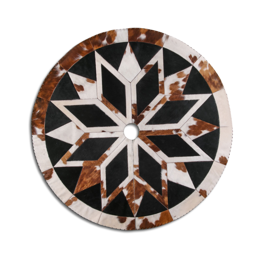 Christmas Tree Skirt, Multi Star, Assorted Colors, Laced Border, Size 5' Diameter