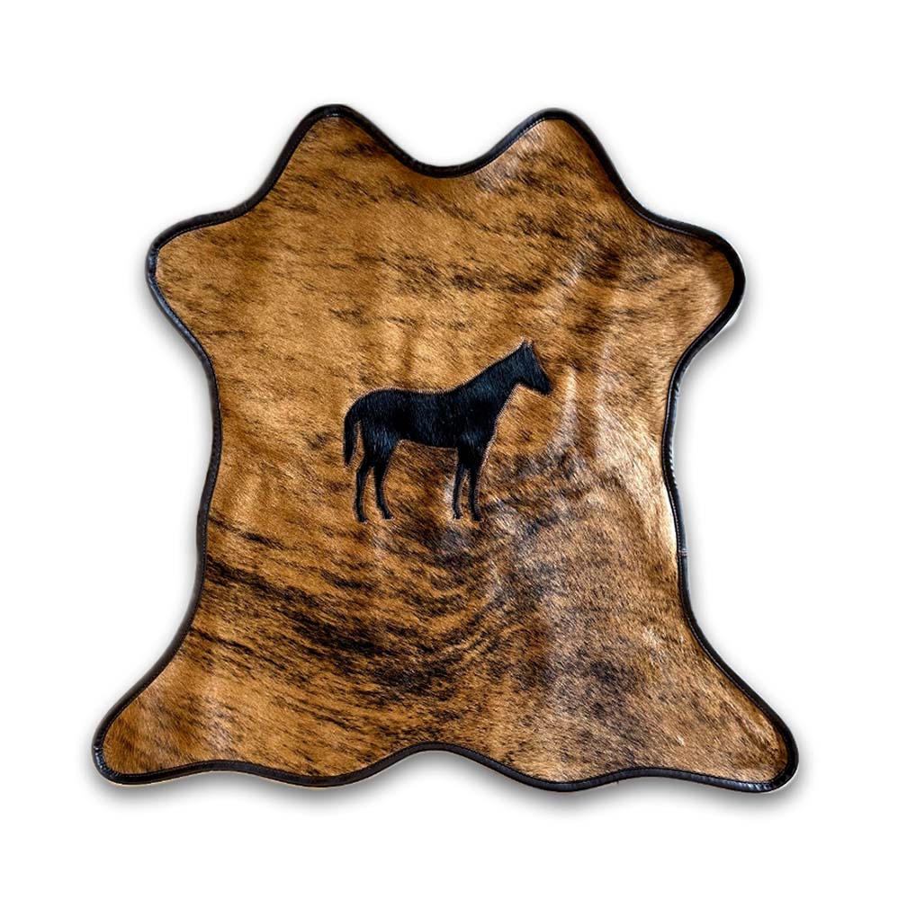 Mini Cowhide with Leather Border - Horse