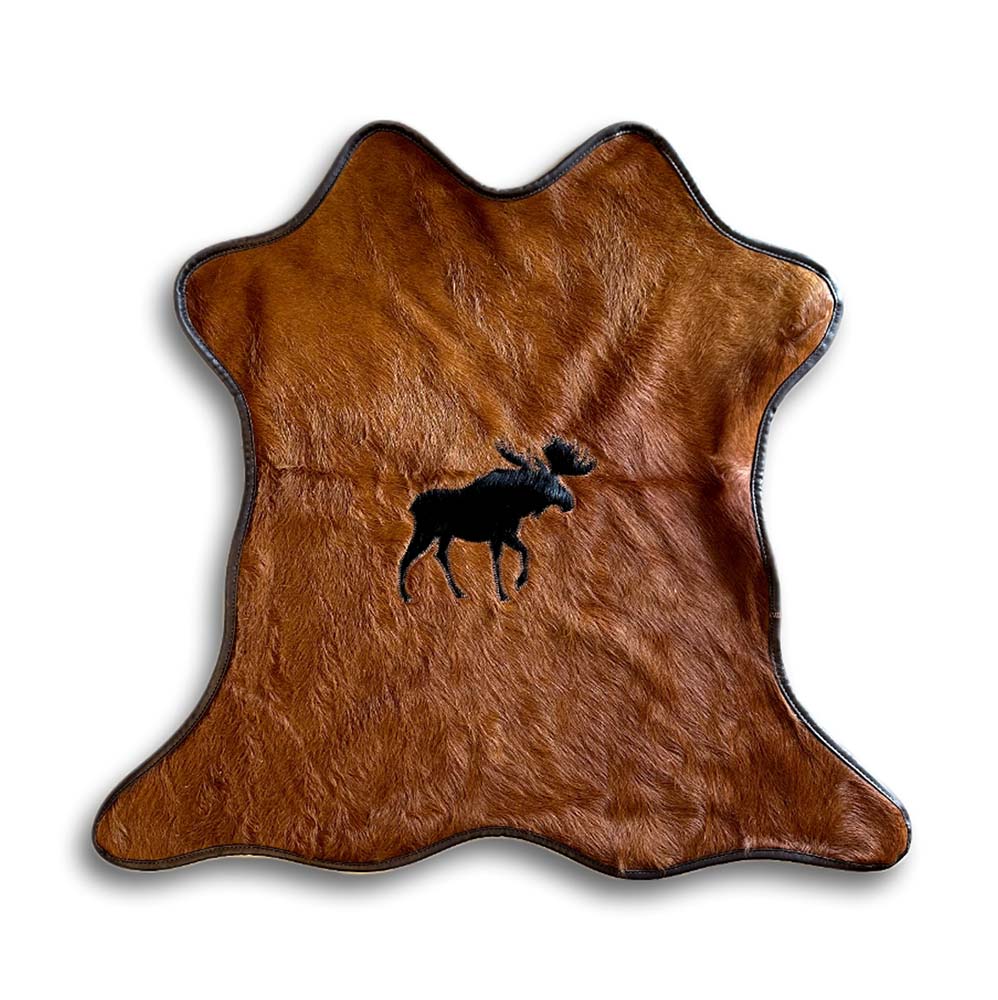 Mini Cowhide with Leather Border - Moose