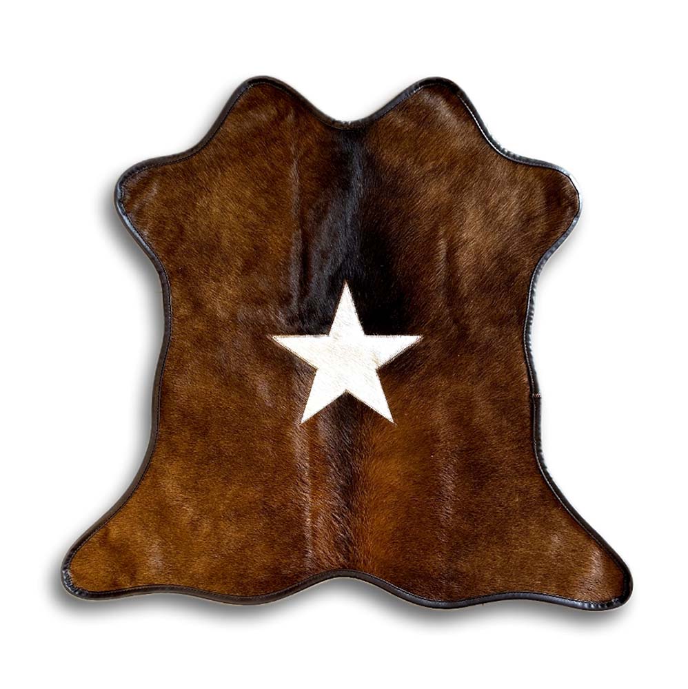 Mini Cowhide with Leather Border - Star