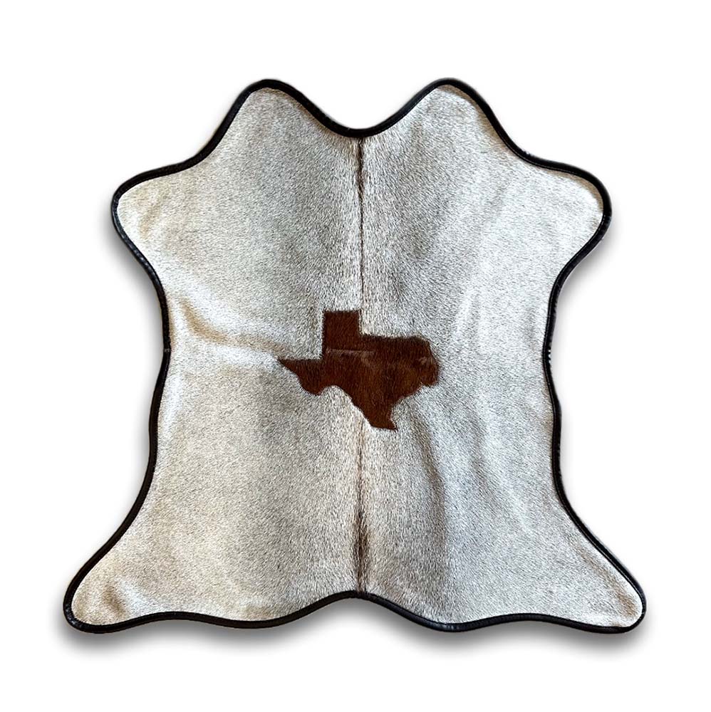 Mini Cowhide with Leather Border - Texas Map