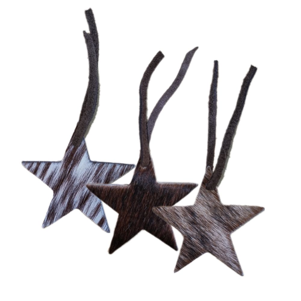 Ornament Star, Natural Cowhide Assorted