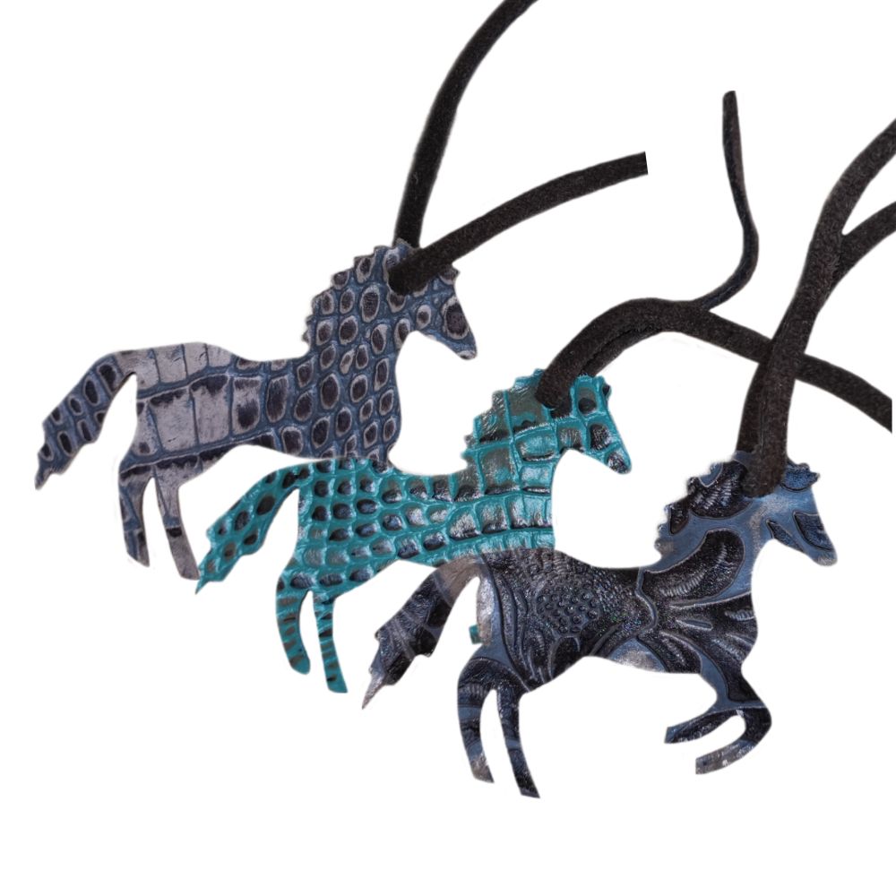 Ornament Running Horse, Embossed Leather Assorted