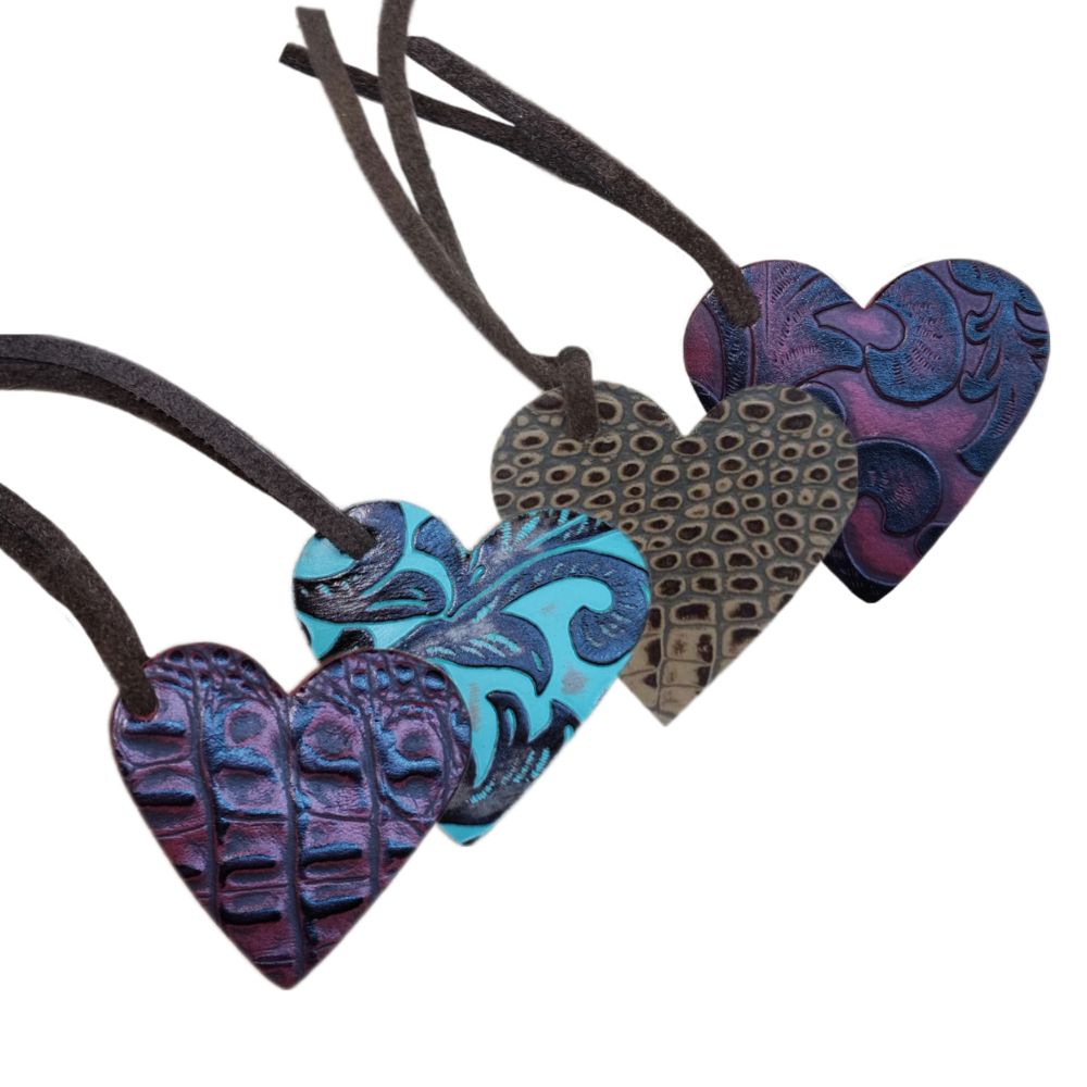 Ornament Heart, Embossed Leather Assorted