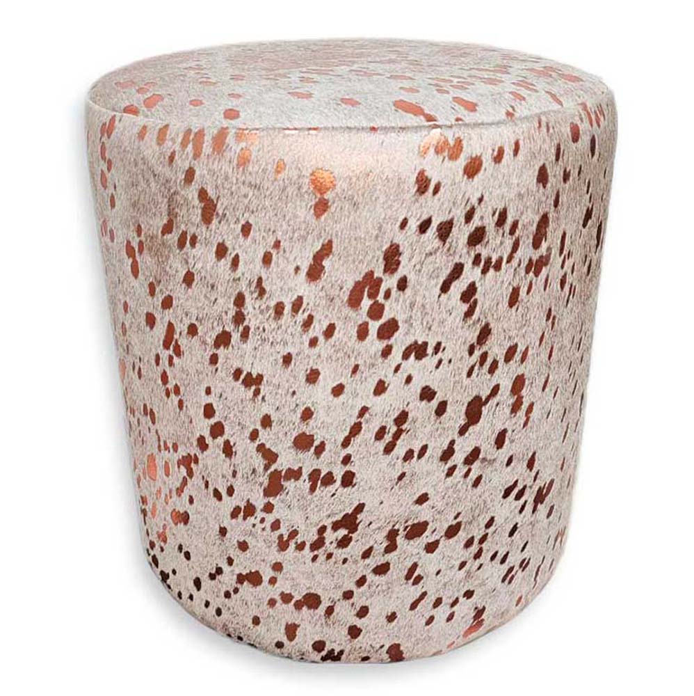 Ottoman Round, Rose Gold Splashed on White Ottoman Round, Rose Gold Splashed on White