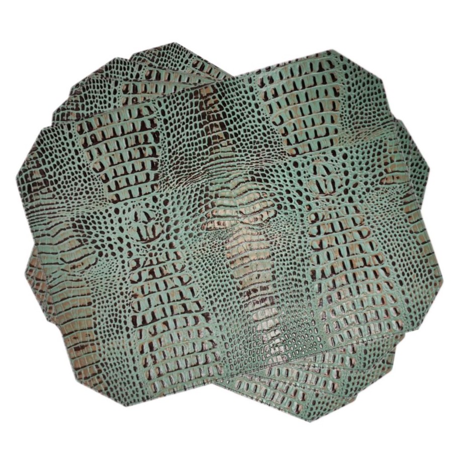 Placemat Embossed Leather Croc Turquoise