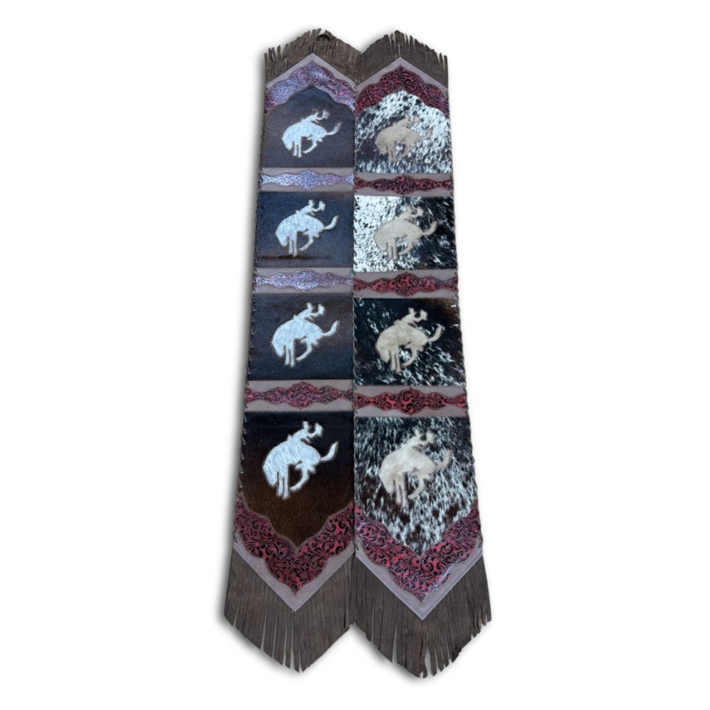 Table Runner Model 2 - Bucking Horse, Floral Red Details, with Fringes, 1' X 10' Table Runner Model 2 - Bucking Horse, Floral Red Details, with Fringes, 1' X 10'
