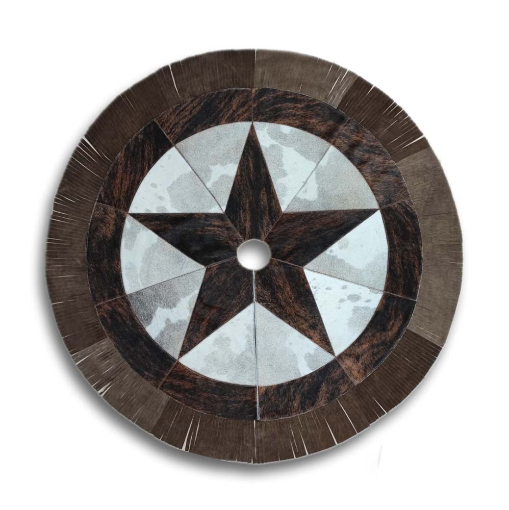 Christmas Tree Skirt, Star, Assorted Colors, with Fringes, Size 4' Diameter