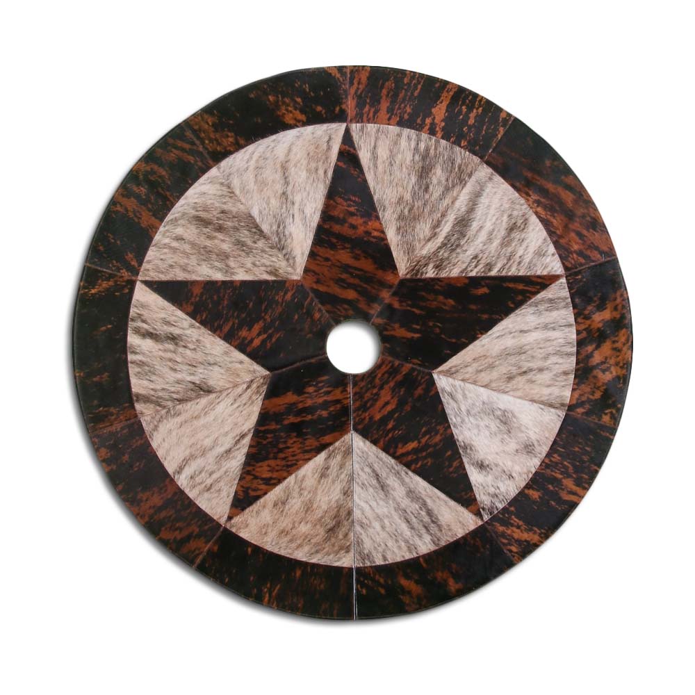 Christmas Tree Skirt, Star, Assorted Colors, Stitched Border, Size 4' Diameter
