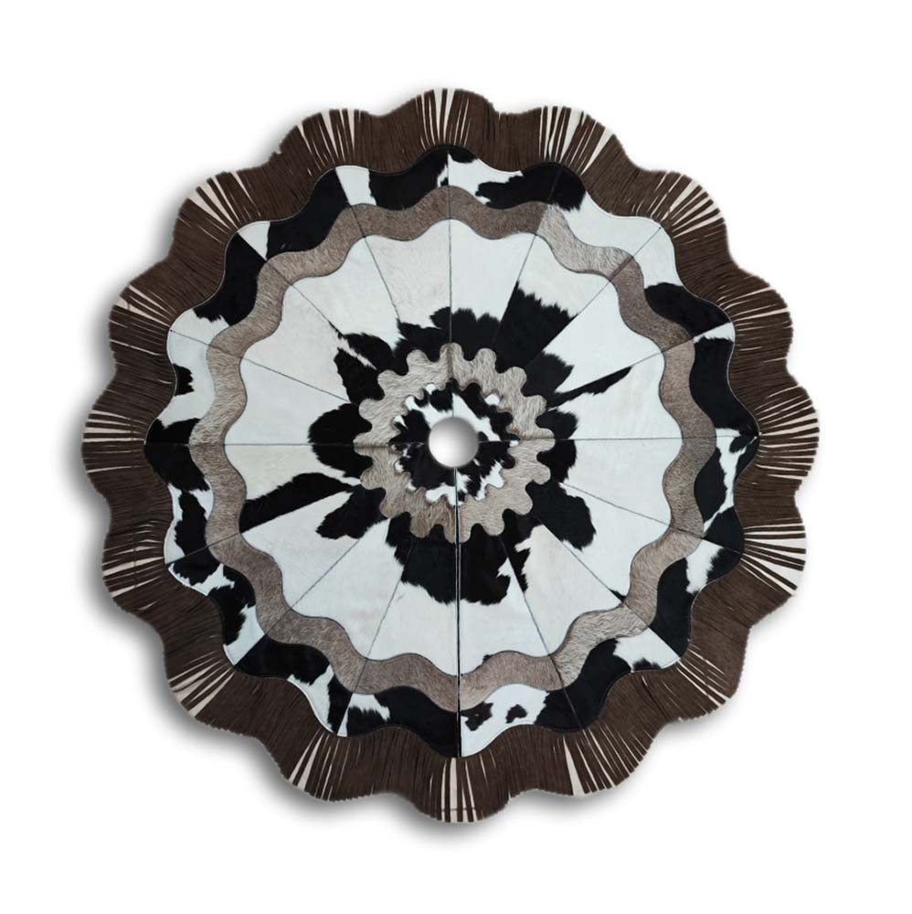 Christmas Tree Skirt, Flower, Assorted Colors, with Fringes, Size 5' Diameter
