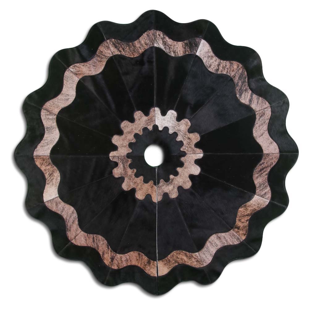 Christmas Tree Skirt, Flower, Assorted Colors, Stitched Border, Size 5' Diameter