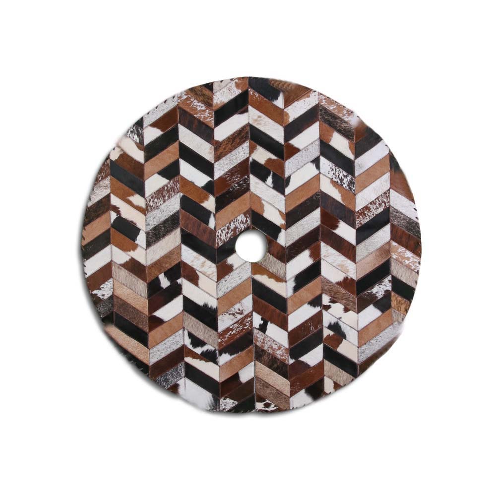 Christmas Tree Skirt, Chevron, Assorted Colors, Laced Border, Size 4' Diameter