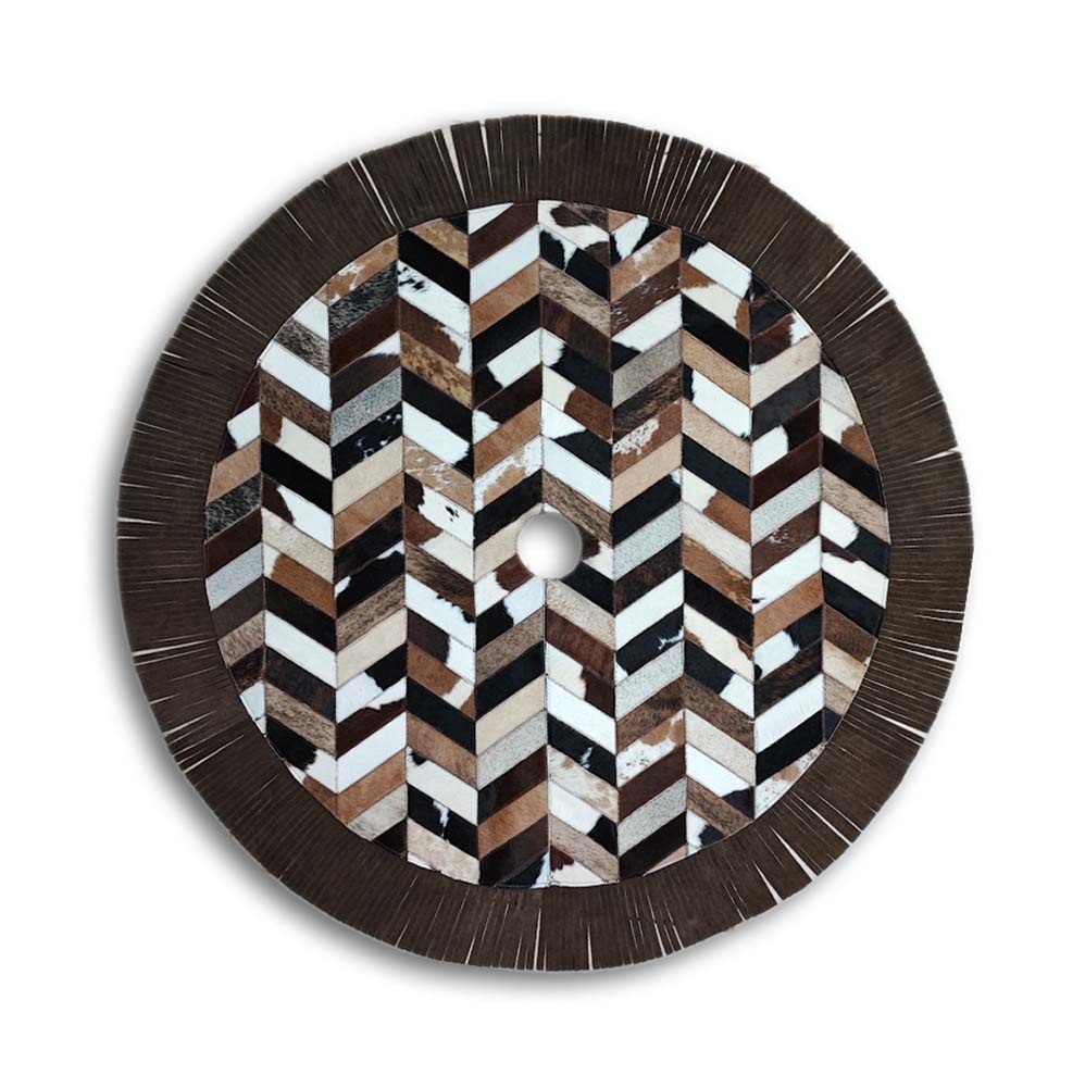 Christmas Tree Skirt, Chevron, Assorted Colors, with Fringes, Size 4' Diameter