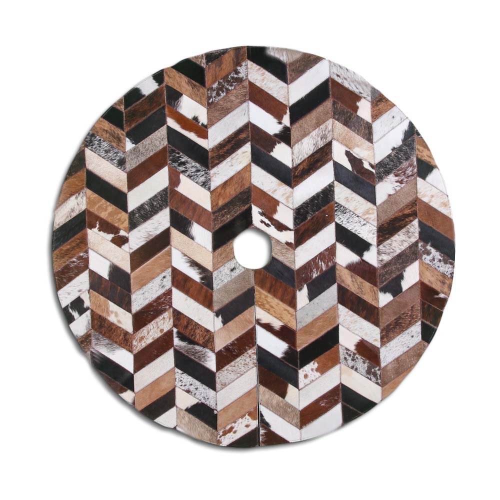 Christmas Tree Skirt, Chevron, Assorted Colors, Stitched Border, Size 4' Diameter