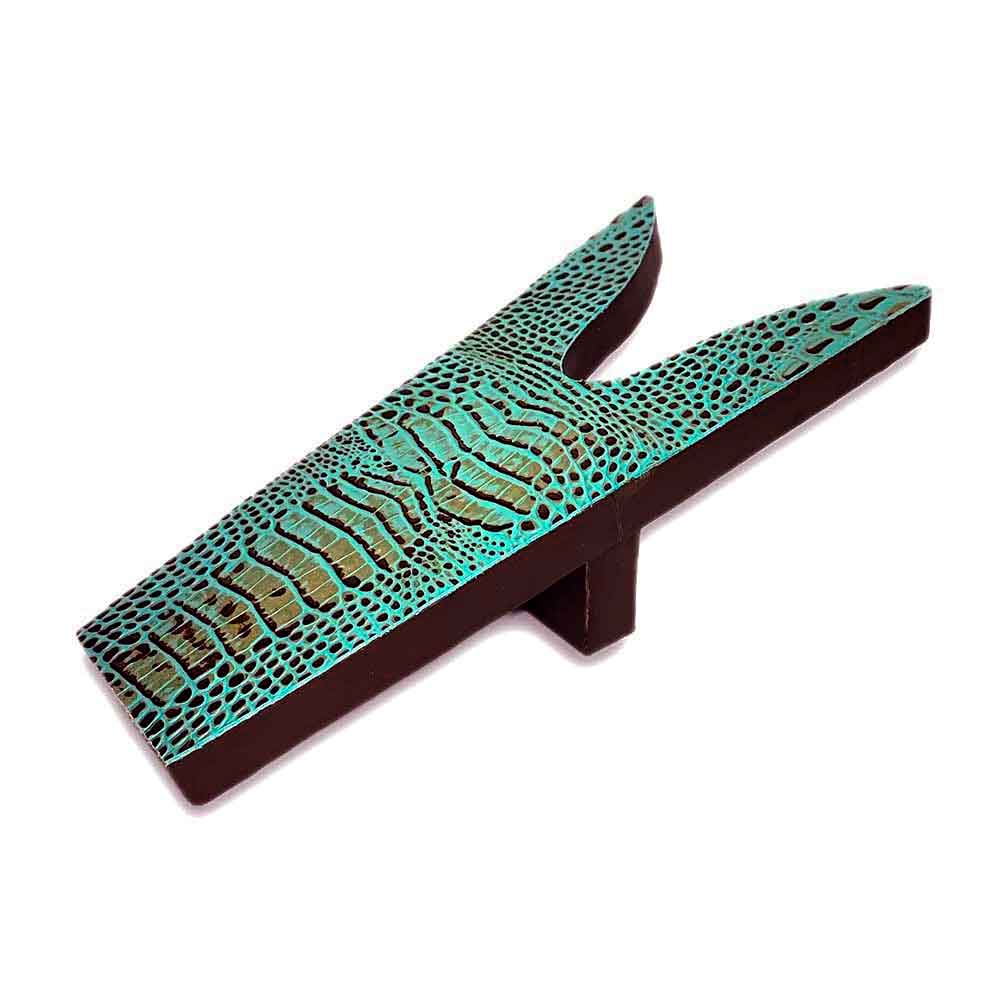 Boot Jack, Embossed Leather Croc Turquoise