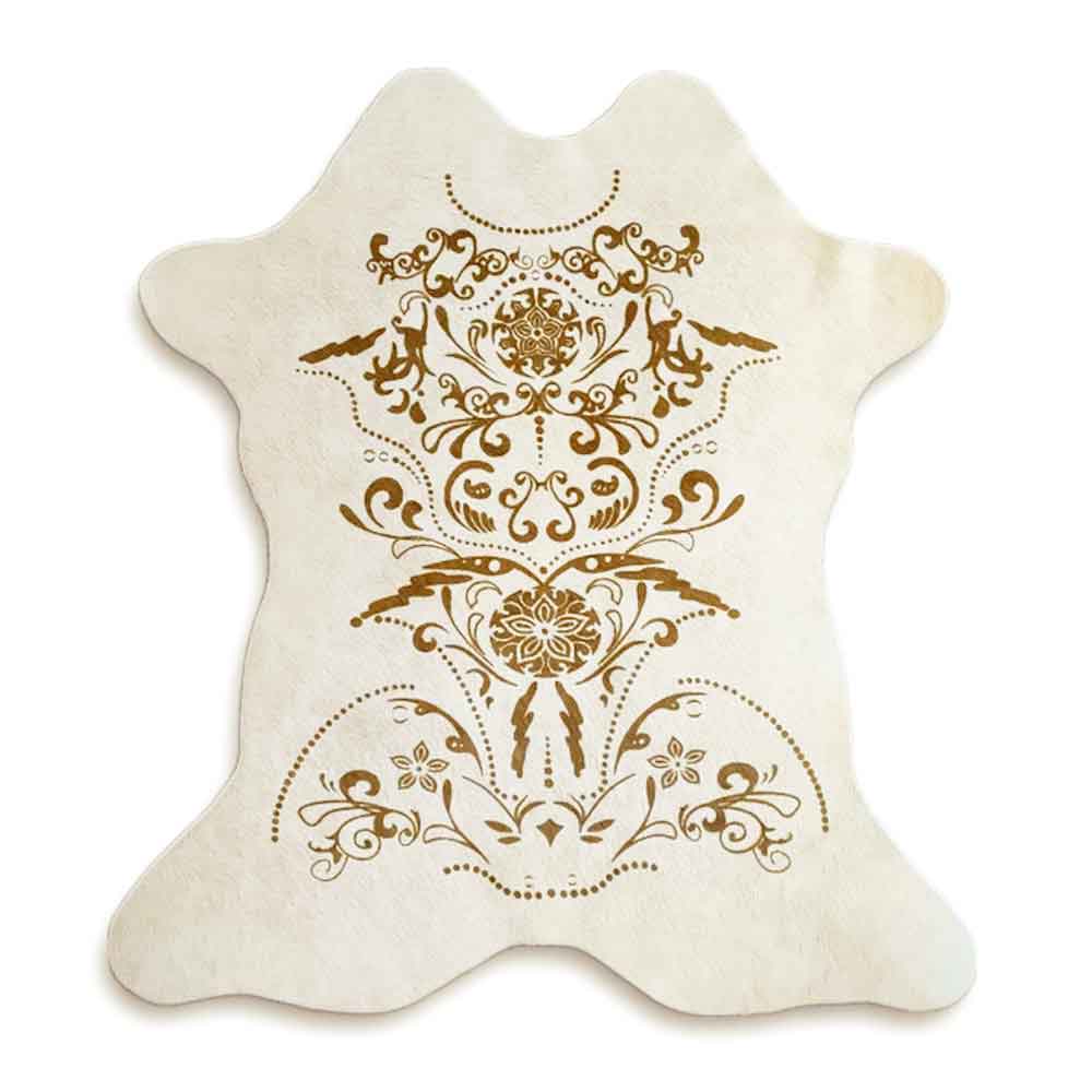 Mini Printed Cowhide, Baroque Brown on Beige