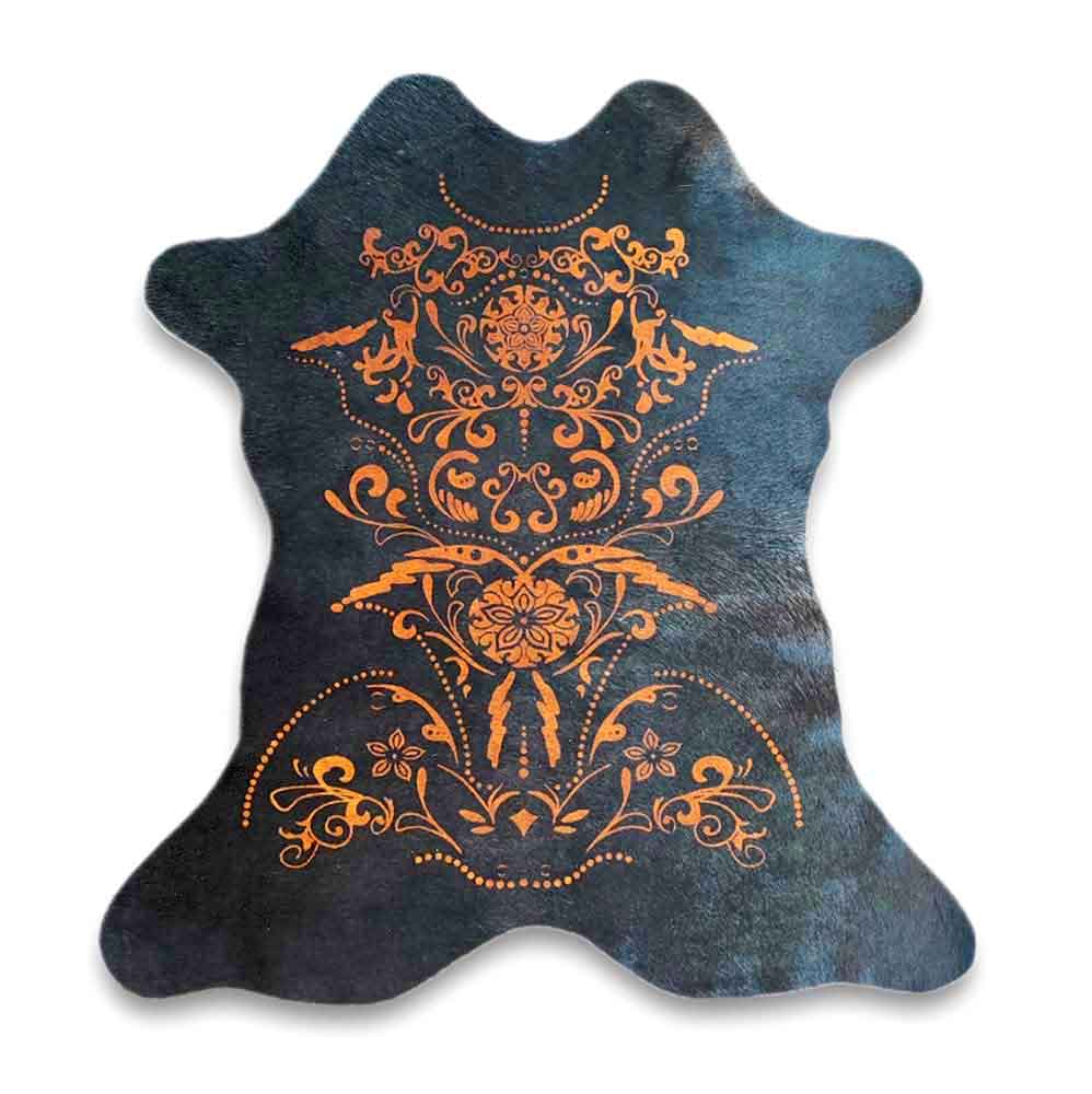 Mini Printed Cowhide, Baroque Brown on Black