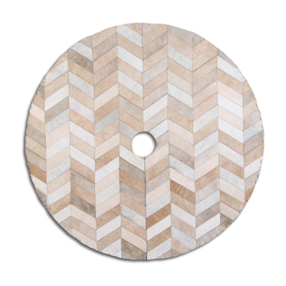 Christmas Tree Skirt, Chevron, Light Colors Mix, Laced Border, Size 4' Diameter