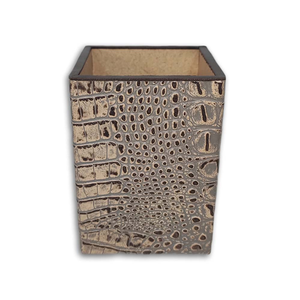 Pen Holder, Embossed Leather Croc Tan Pen Holder, Embossed Leather Croc Tan