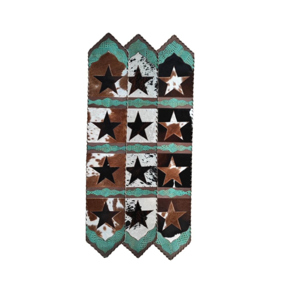 Table Runner Model 2 - Star with Details Croc Turquoise, Laced Border, Size 1'X6'
