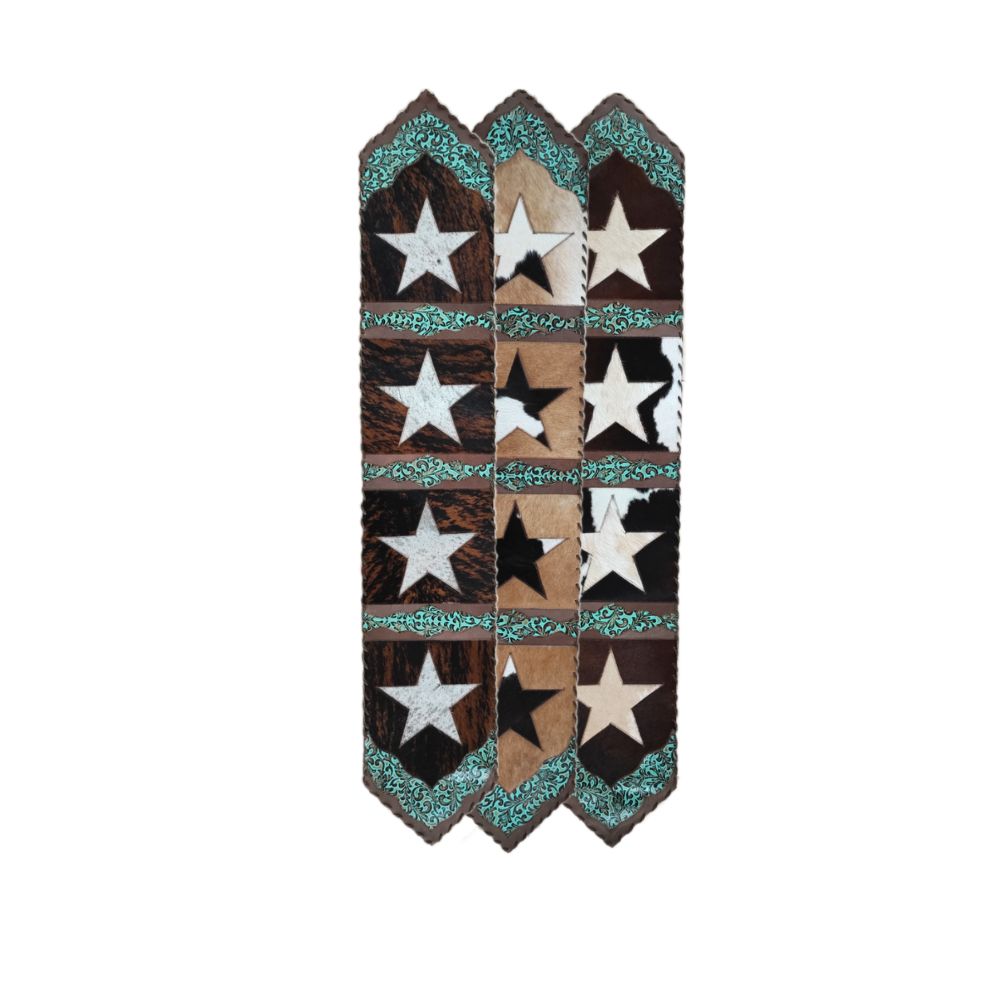 Table Runner Model 2 - Star, Floral Turquoise Details, Laced Border, 1' X 8'